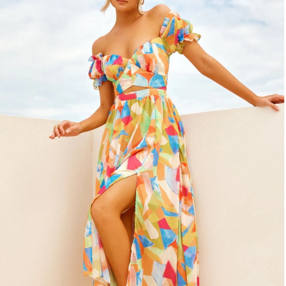 Sage & Paige Fresh Start Midi Dress Yellow Multi